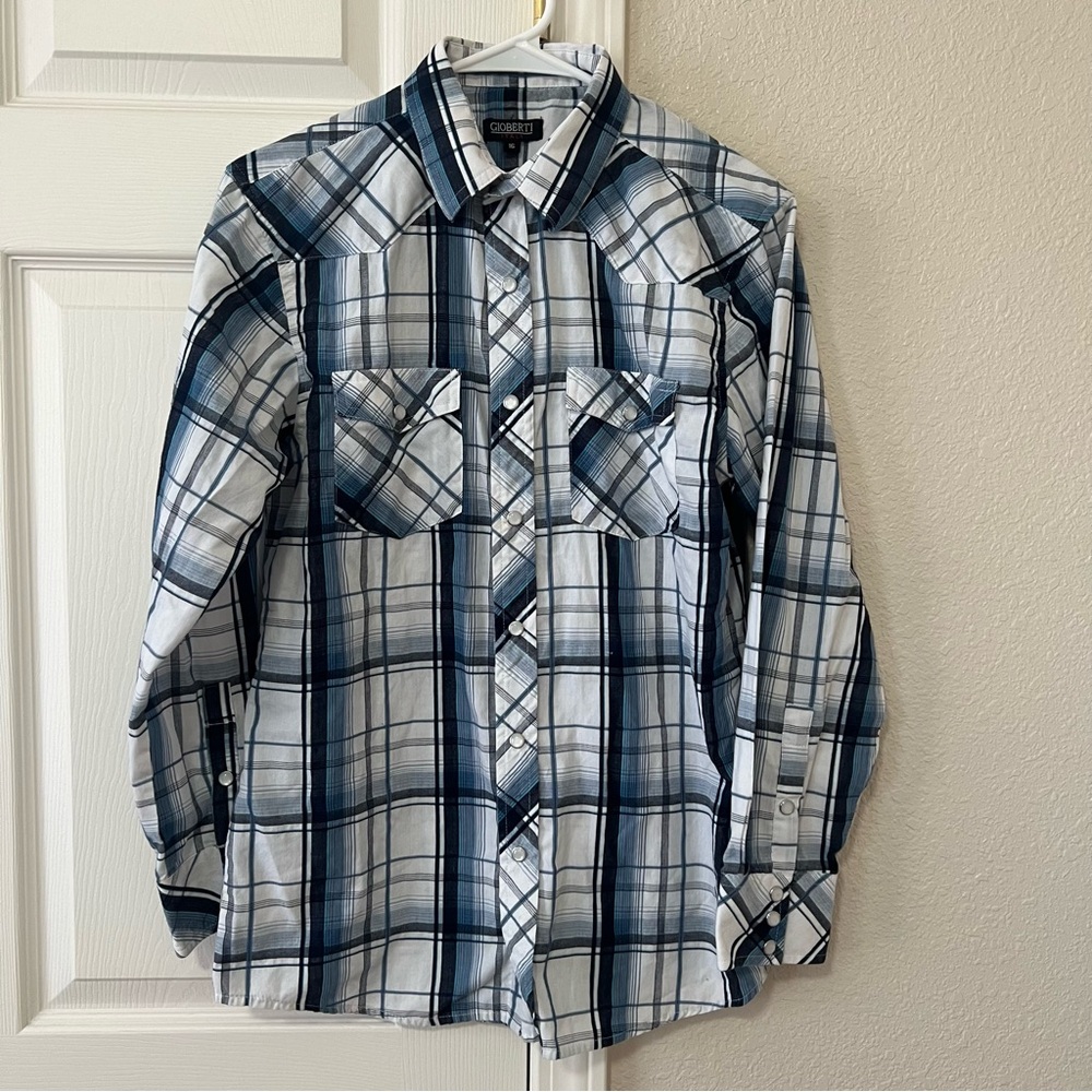 Gioberti Western Pearl Snap Plaid Button Down Shirt Size 16